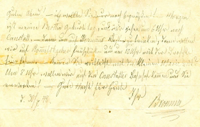 Brief von Traugott Bromme (1802-1866) an Marie Stein