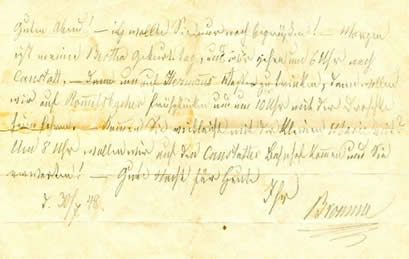 Brief von Traugott Bromme (1802-1866) an Marie Stein