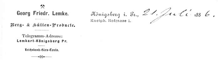 Briefkopf der Firma Georg Friedrich Lemke, Königsberg Pr.