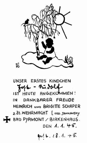 Geburts- und Todesanzeige fr Jost-Rudolf Schaper, 1945
