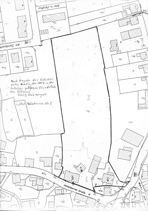 Plan des Grundstücks "Hohenborner Str. 2" zur Zeit des Erwerbs